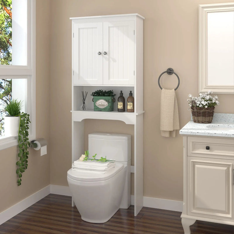 Over The Toilet Storage Cabinet, Bathroom Space Saver With Adjustable Shelf - White by Unique Piece Furniture