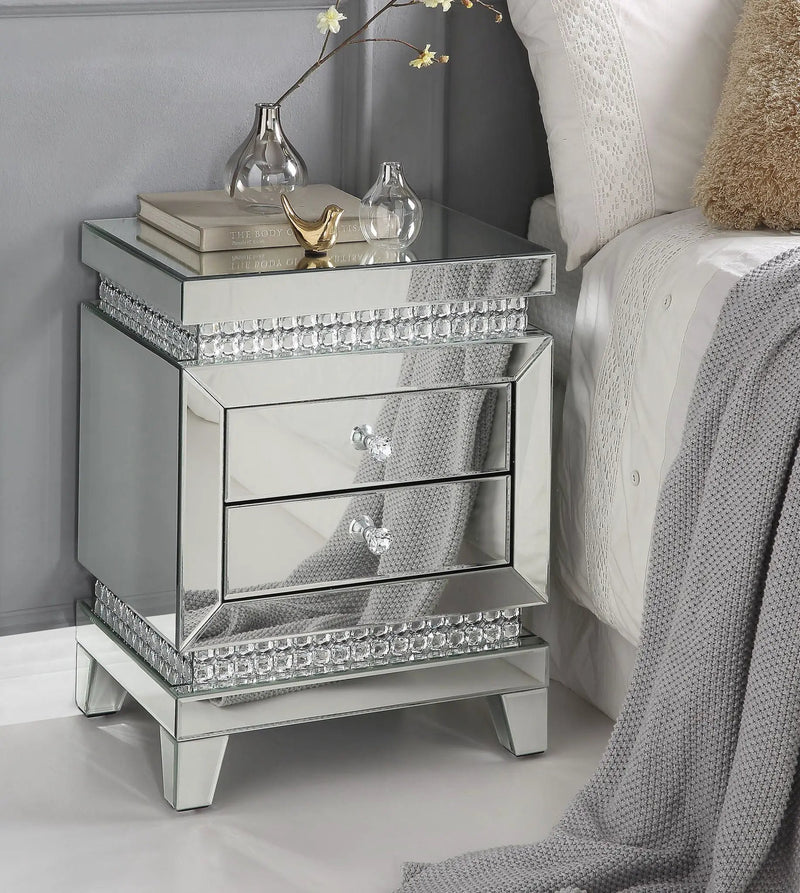 Lotus - Accent Table - Mirrored & Faux Ice Cube Crystals by Unique Piece Furniture