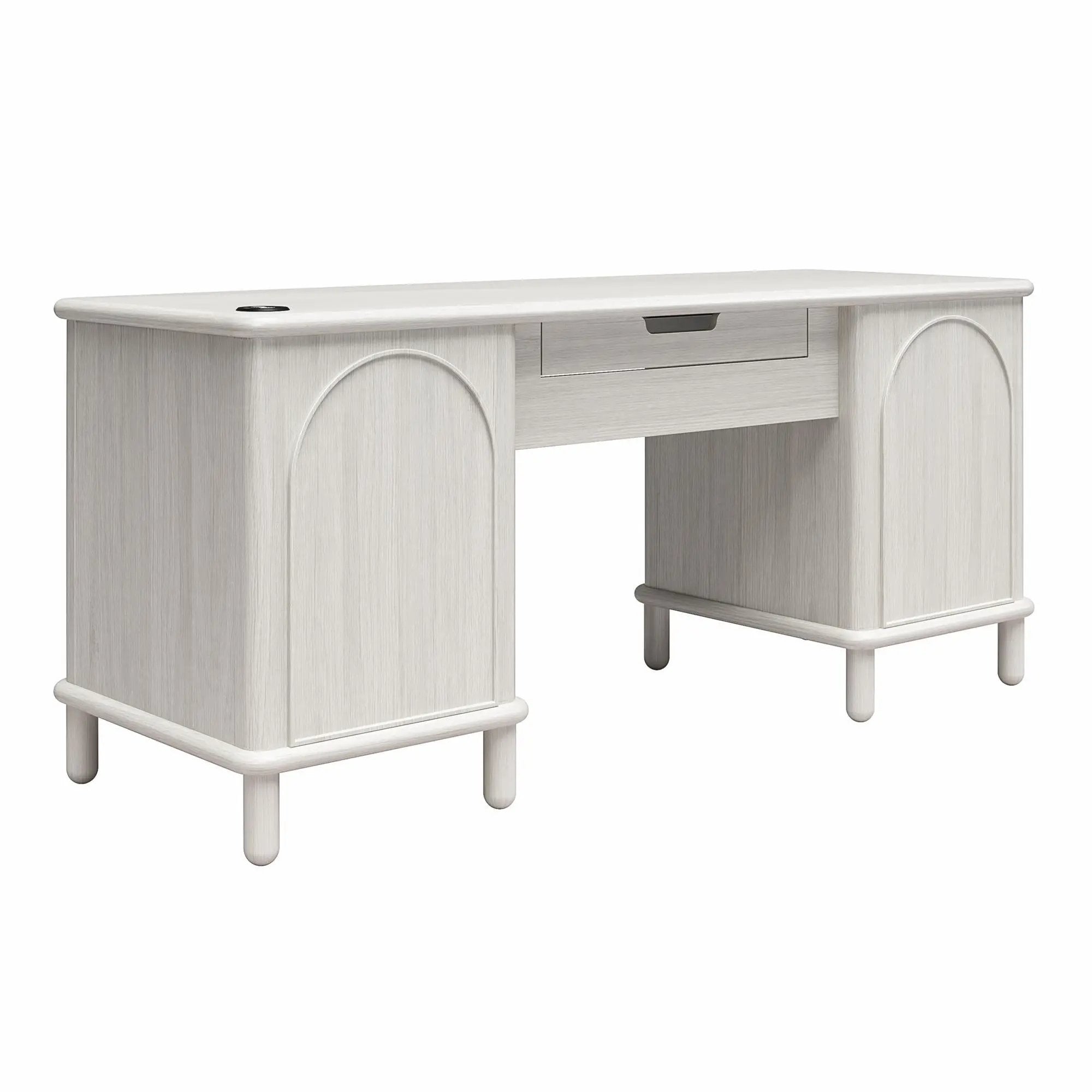 Selena - Double Pedestal Desk - Rustic White by Unique Piece Furniture