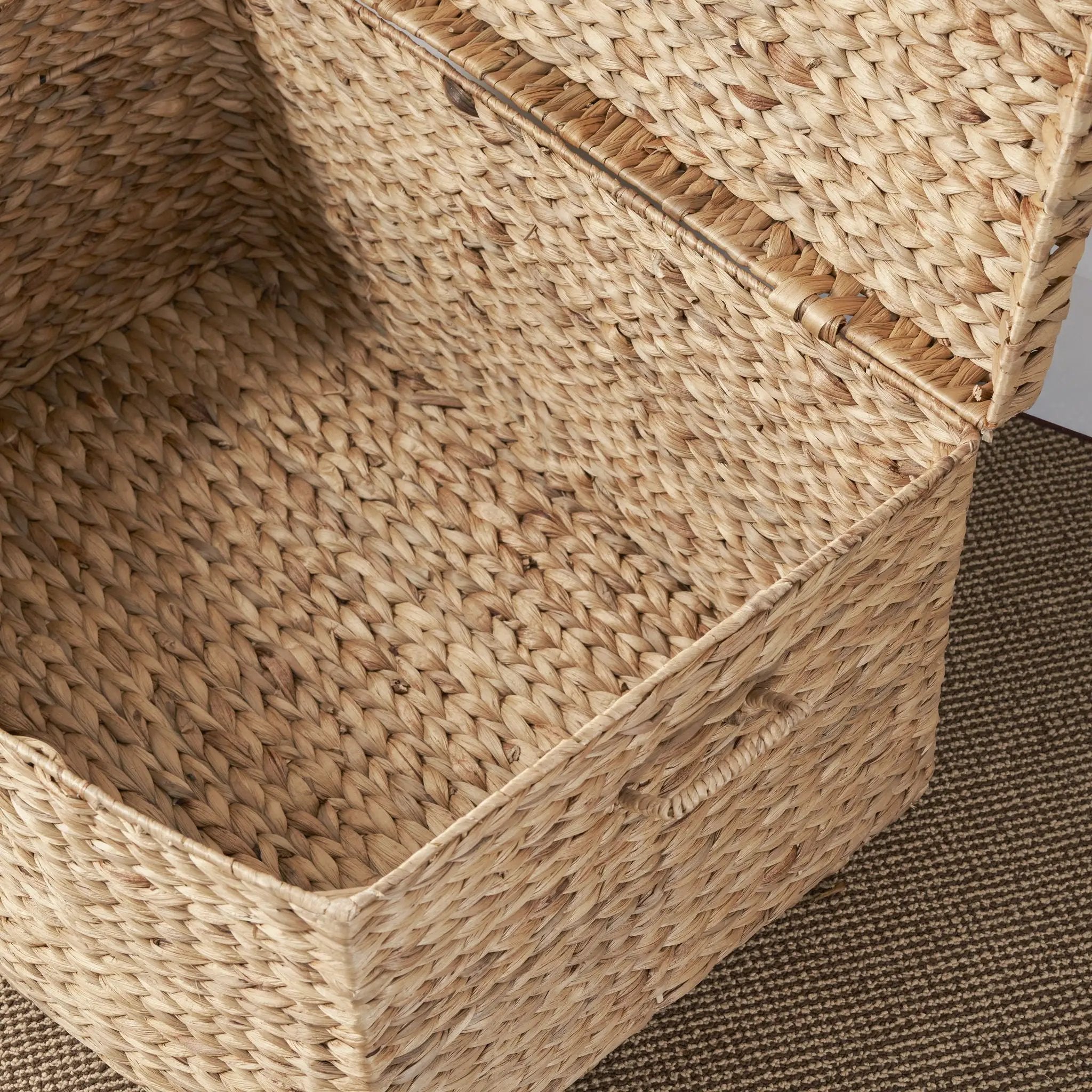 Rectangular Curve Water Hyacinth Woven Wicker Trunk With Handles For Clothes Toys Magazines And Book Storage - Natural / Light Brown by Unique Piece Furniture
