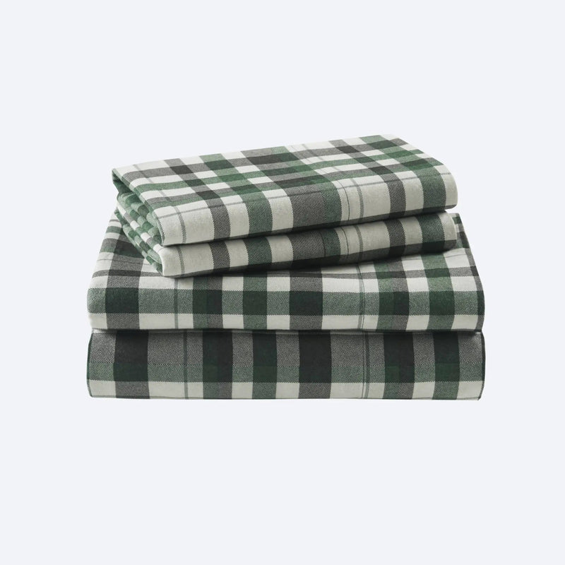 4 Pieces Queen 100% Cotton Flannel Printed Sheet Set Finton by HouseOfZazla