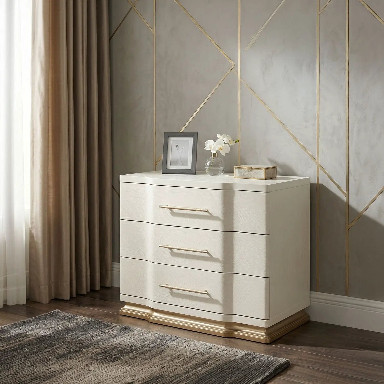 Lexington - 3 Drawer Nightstand - Beige by HouseOfZazla