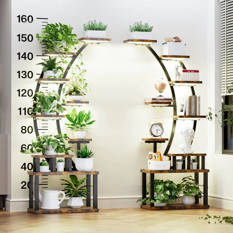 9 Tiered Indoor Plant Stand With 5 Adjustable Grow Lights by HouseOfZazla