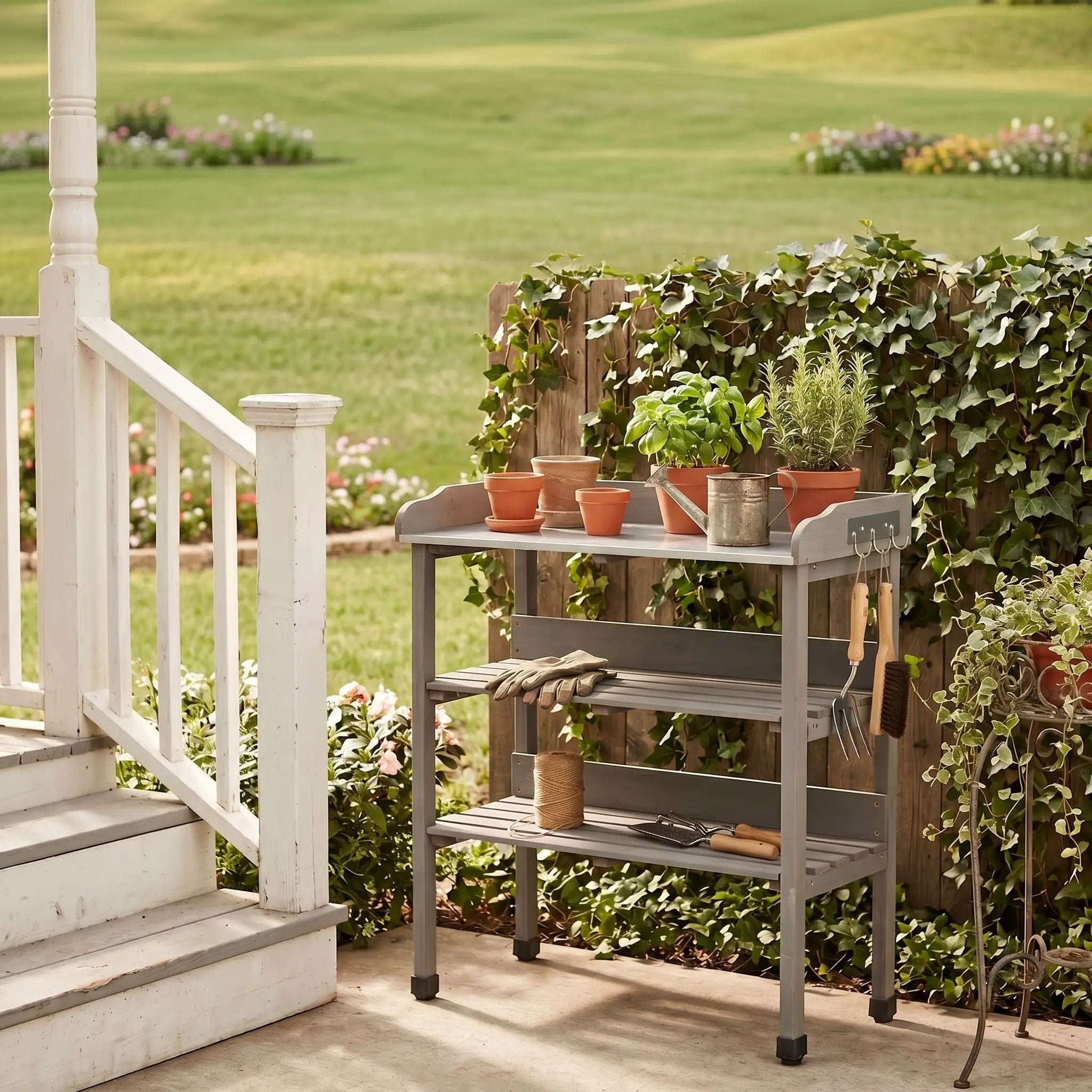Outdoor Potting Table, 3 Tier Workbench by HouseOfZazla