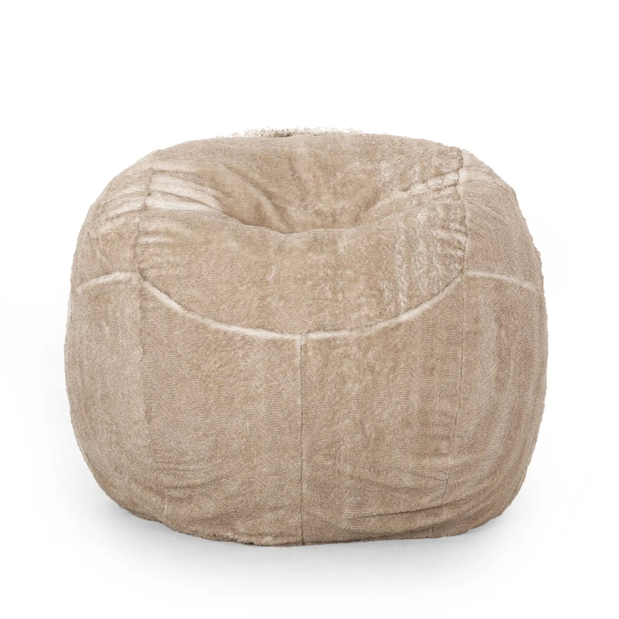 Vida - Modern 5 Foot Rounded Bean Bag - Snow White / Beige by Unique Piece Furniture