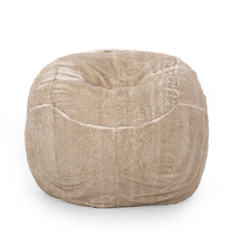 Vida - Modern 5 Foot Rounded Bean Bag - Snow White / Beige by HouseOfZazla