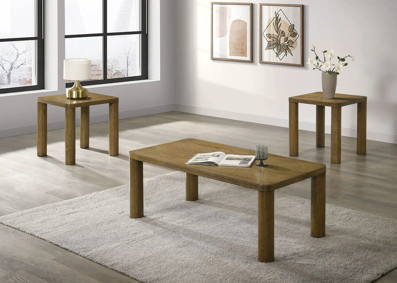 Castlewood 3-piece Cocktail Coffee Table Set Brown Oak by Unique Piece Furniture