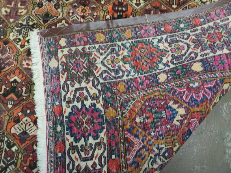 Antique Persian Bakhtiari Rug 7x10 - Multicolor Repeated Panel Design - Vegetable Dyed Rug - Hand Knotted Wool Room Sized Oriental Carpet 7 x 10 Rug by Jewel Rugs