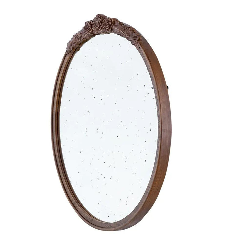 Round Hand Carved Rose Antique Mirror Frame, Wall Mirror For Live Space by HouseOfZazla