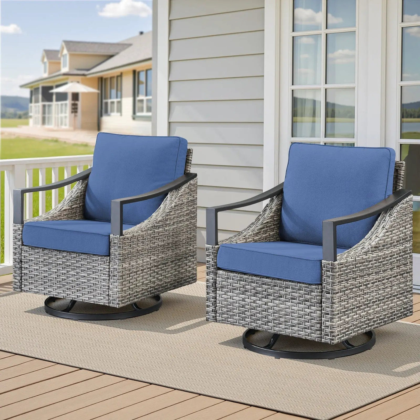 Outdoor Swivel Rocking Glider Chairs Set of 2 by HouseOfZazla