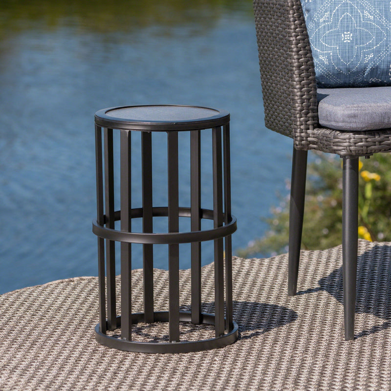 Outdoor Powder Coated Side Table - Gray by HouseOfZazla