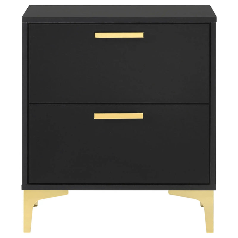 2 Drawer Rectangular Nightstand - Black