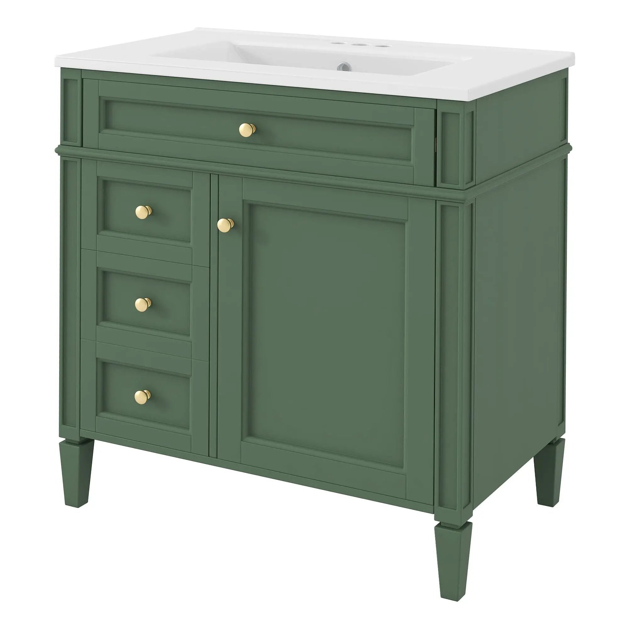 Bathroom Vanity With Top Sink, Storage Cabinet With 2 Drawers, Tip Out Drawer by Unique Piece Furniture