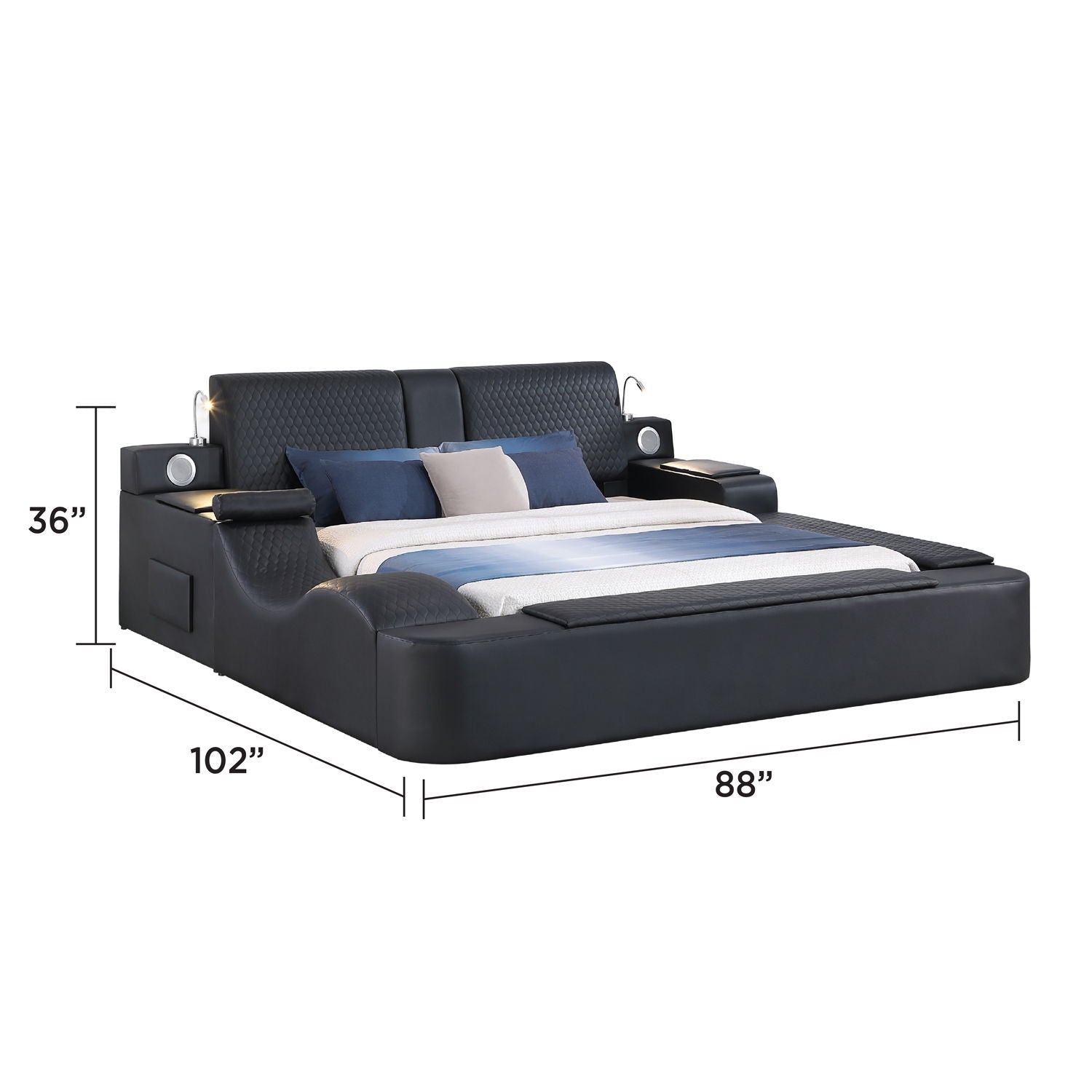 Zoya - Smart Multifunctional Bed, Built In Bluetooth Speakers, USB Charging by HouseOfZazla