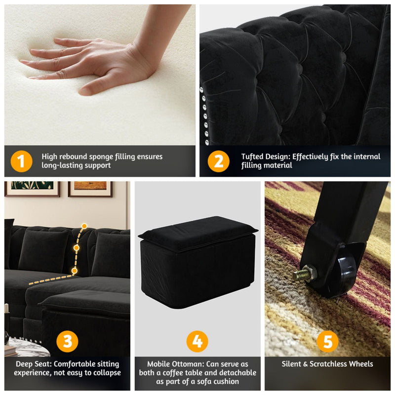 3 In 1 Convertible Sleeper Sofa Bed With Movable Ottoman by HouseOfZazla