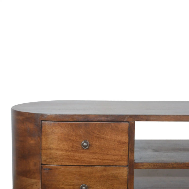 Solid Wood Rounded Entertainment Unit by HouseOfZazla