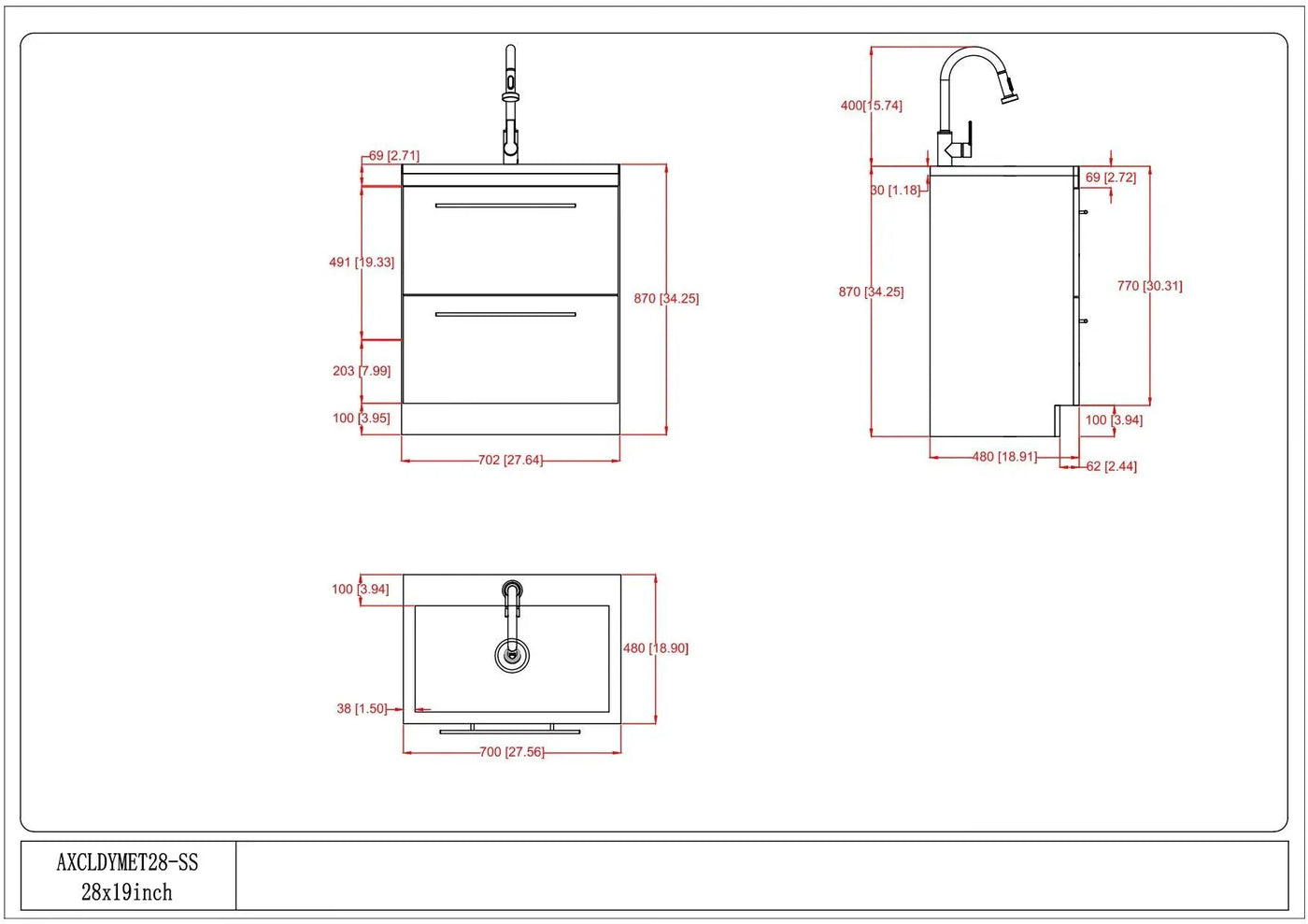 Metro - Laundry Cabinet & Faucet And Stainless Steel Sink by HouseOfZazla