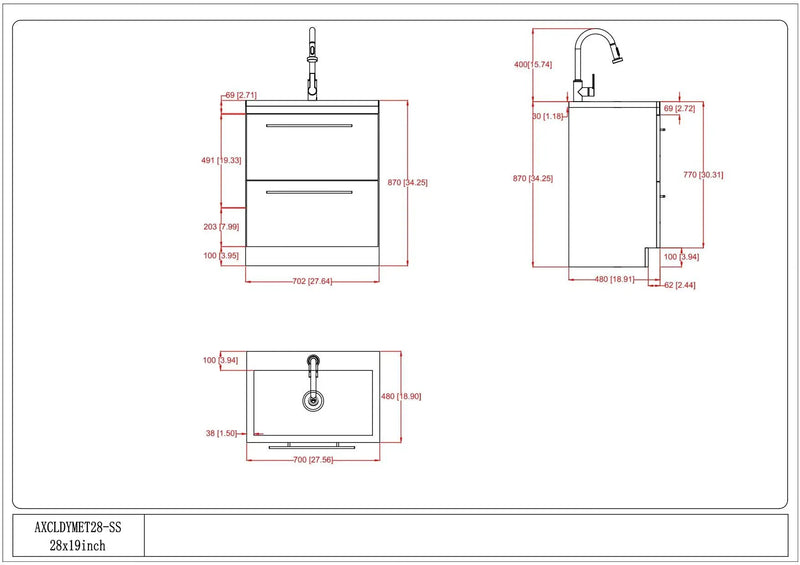Metro - Laundry Cabinet & Faucet And Stainless Steel Sink by HouseOfZazla