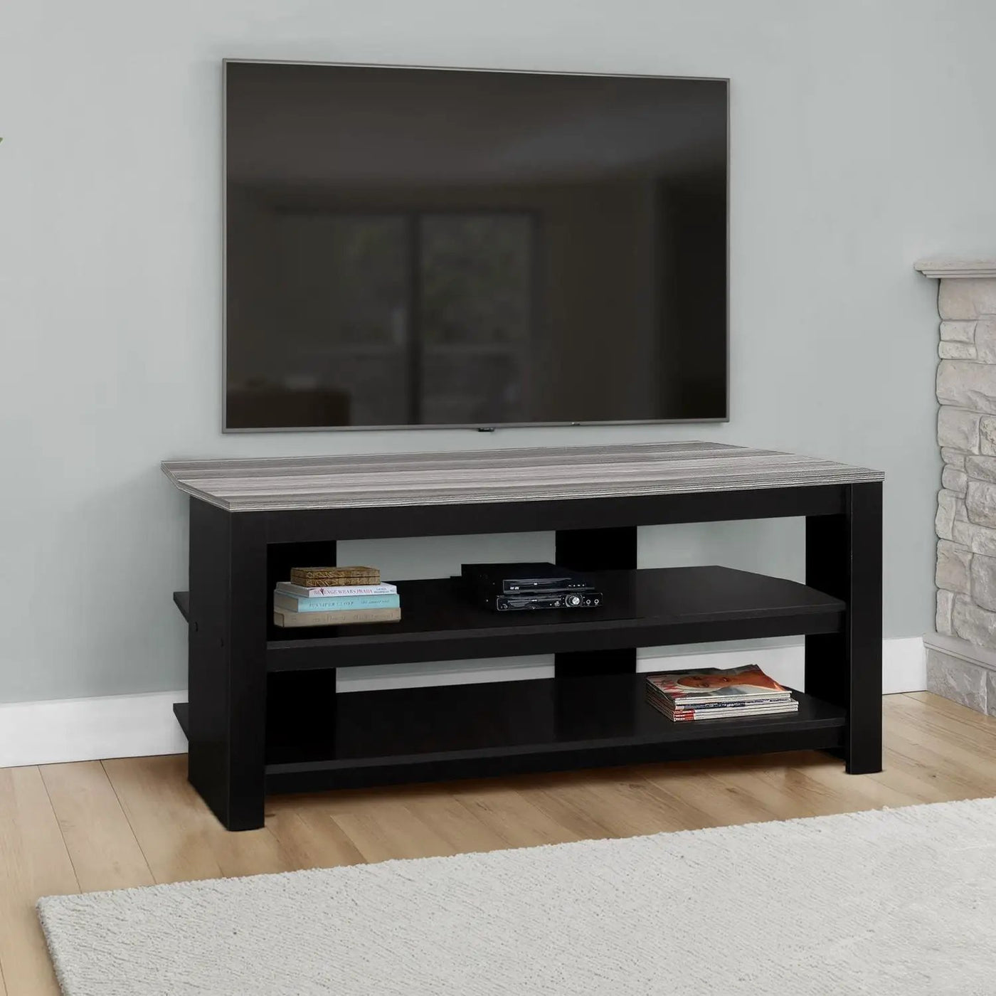 TV Stand, Console, Media Entertainment Center, 3 Storage Shelves by Unique Piece Furniture