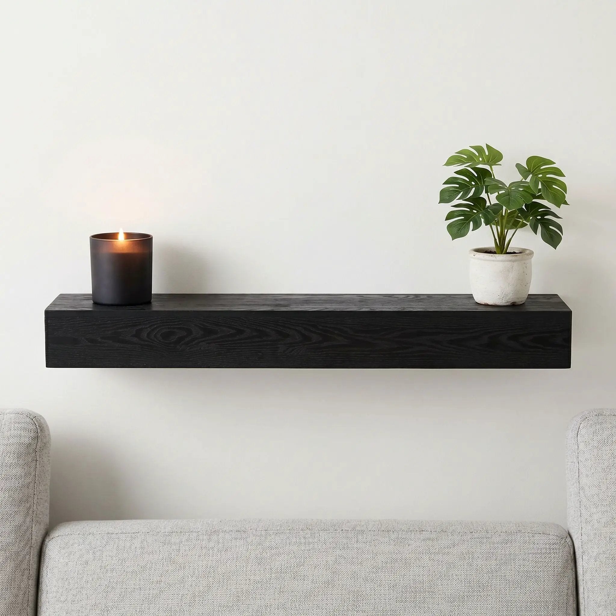 48'' Embossed Fireplace Mante, Wall Mounted Floating Shelf - Black by Unique Piece Furniture