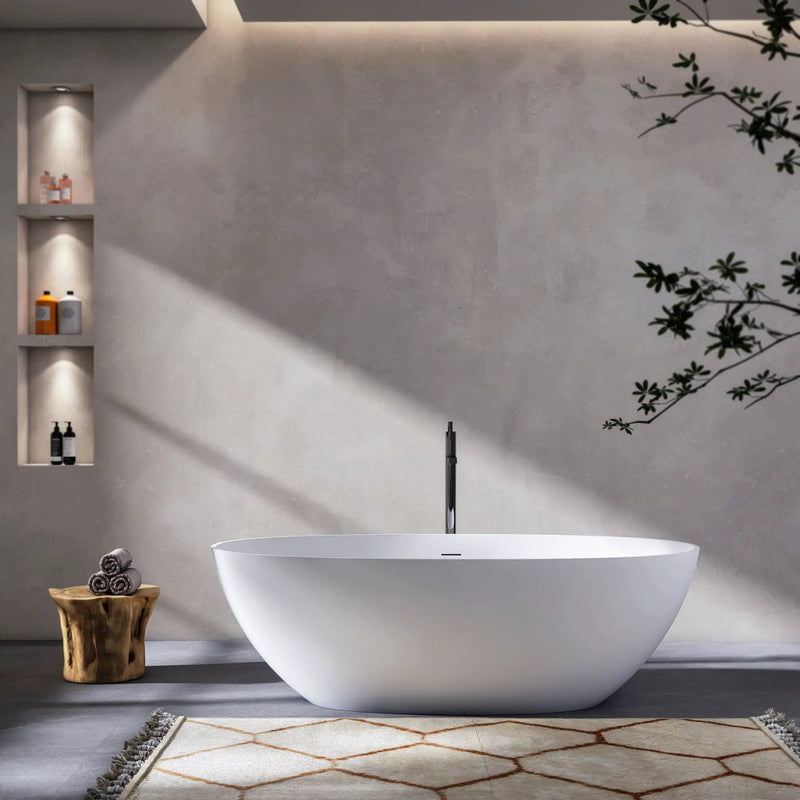 70.87 Inch Freestanding Solid Surface Soaking Bathtub by HouseOfZazla