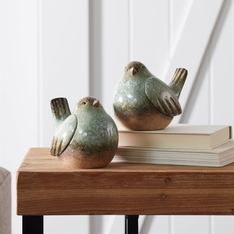 Ceramic Bird Figurines with Unglazed Accents (Set of 4), photo 4 of 4