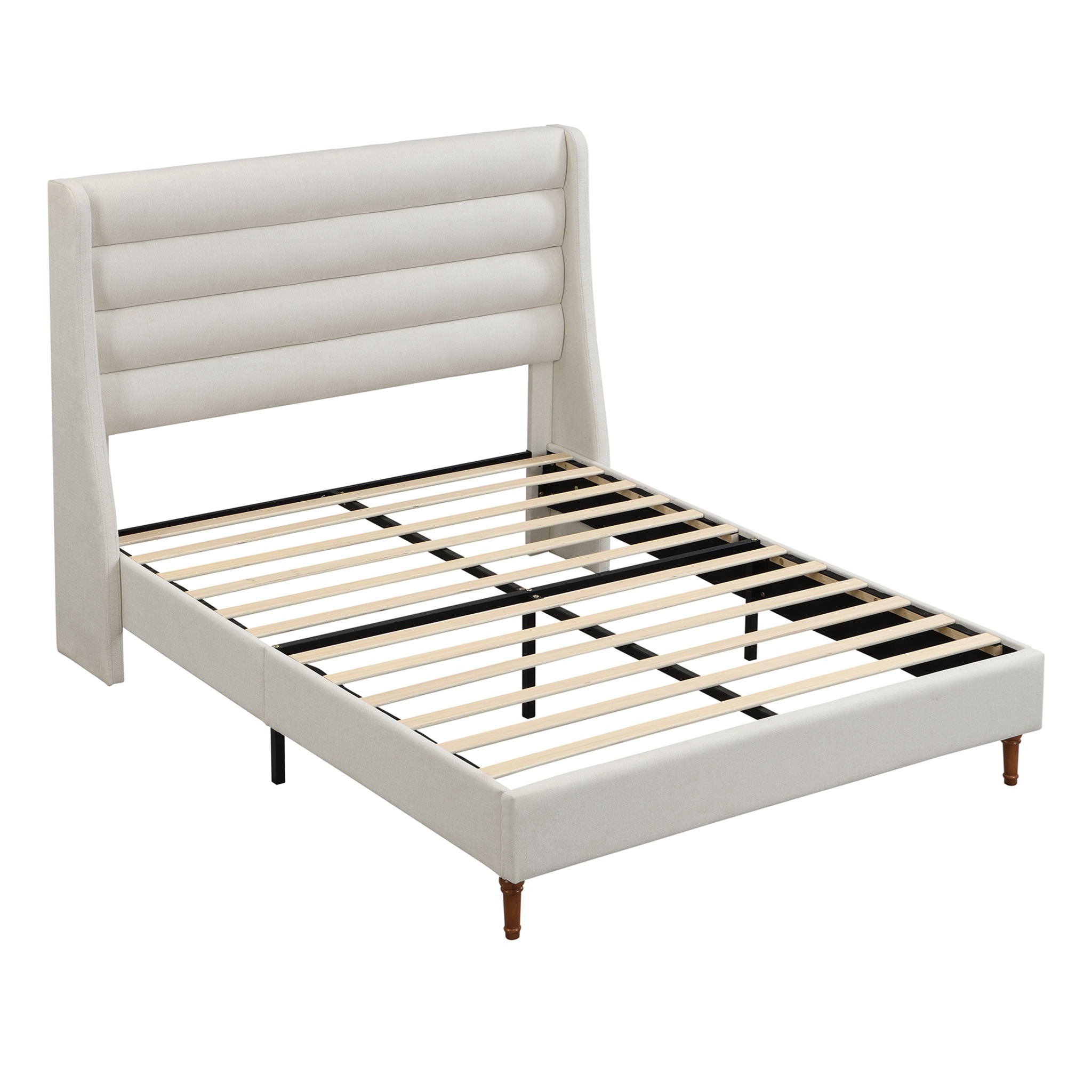 Modern Upholstered Platform Bed With Wave Shaped Headboard by HouseOfZazla