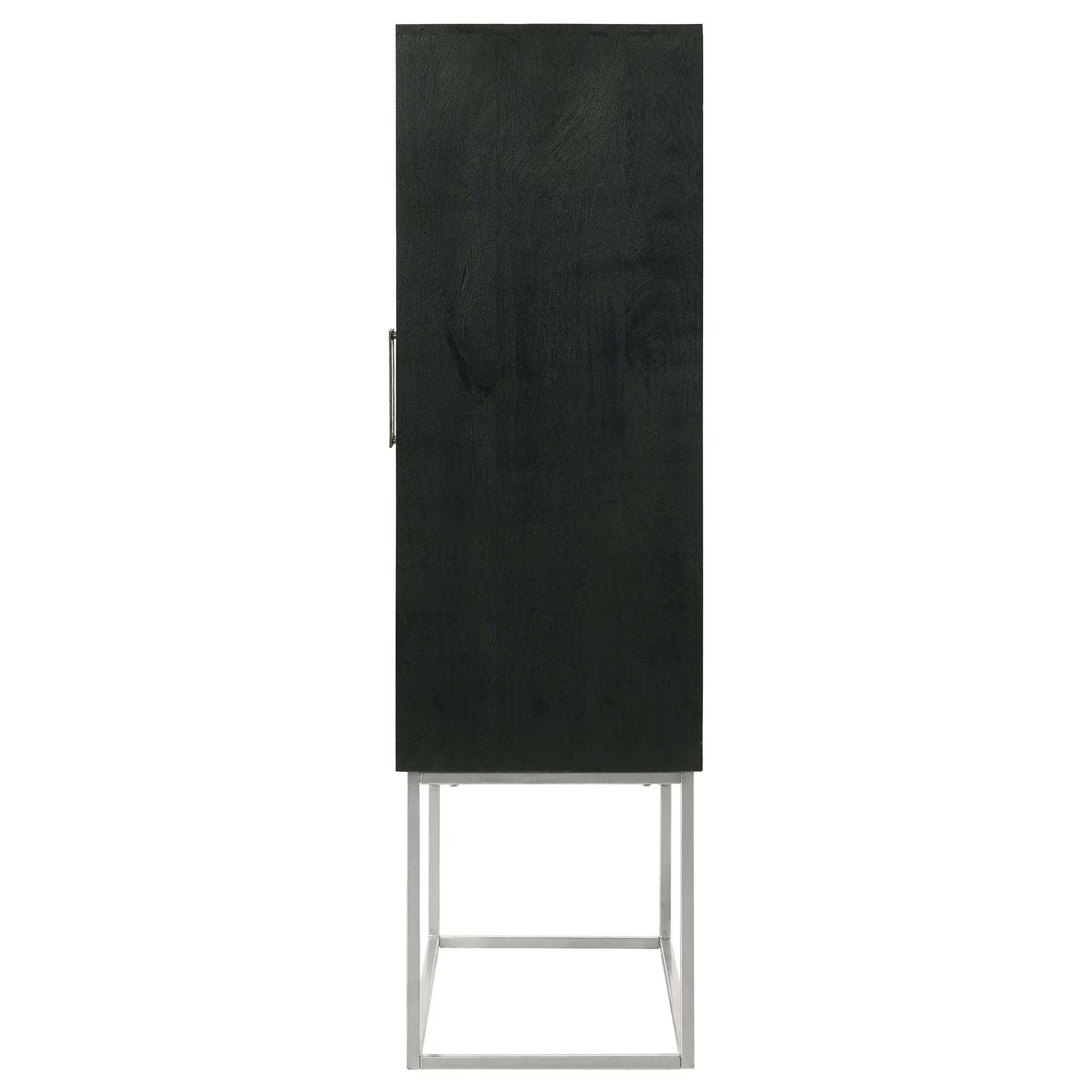 Borman 2-door Home Bar Cabinet Wine Storage Walnut and Black by Unique Piece Furniture