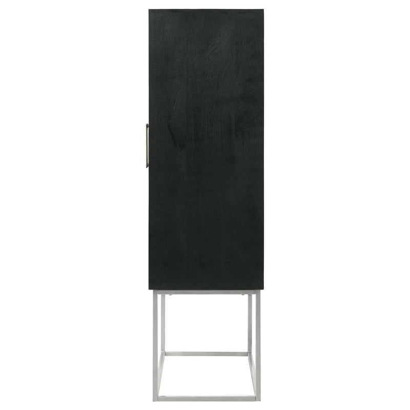 Borman 2-door Home Bar Cabinet Wine Storage Walnut and Black by Unique Piece Furniture