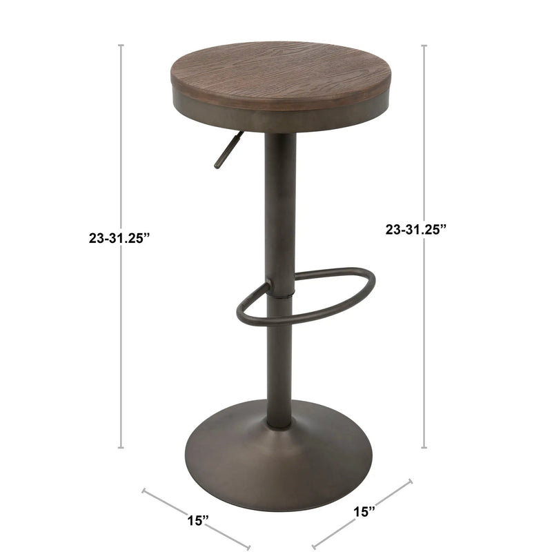 Dakota - Industrial Design Adjustable Barstool (Set of 2) by Unique Piece Furniture