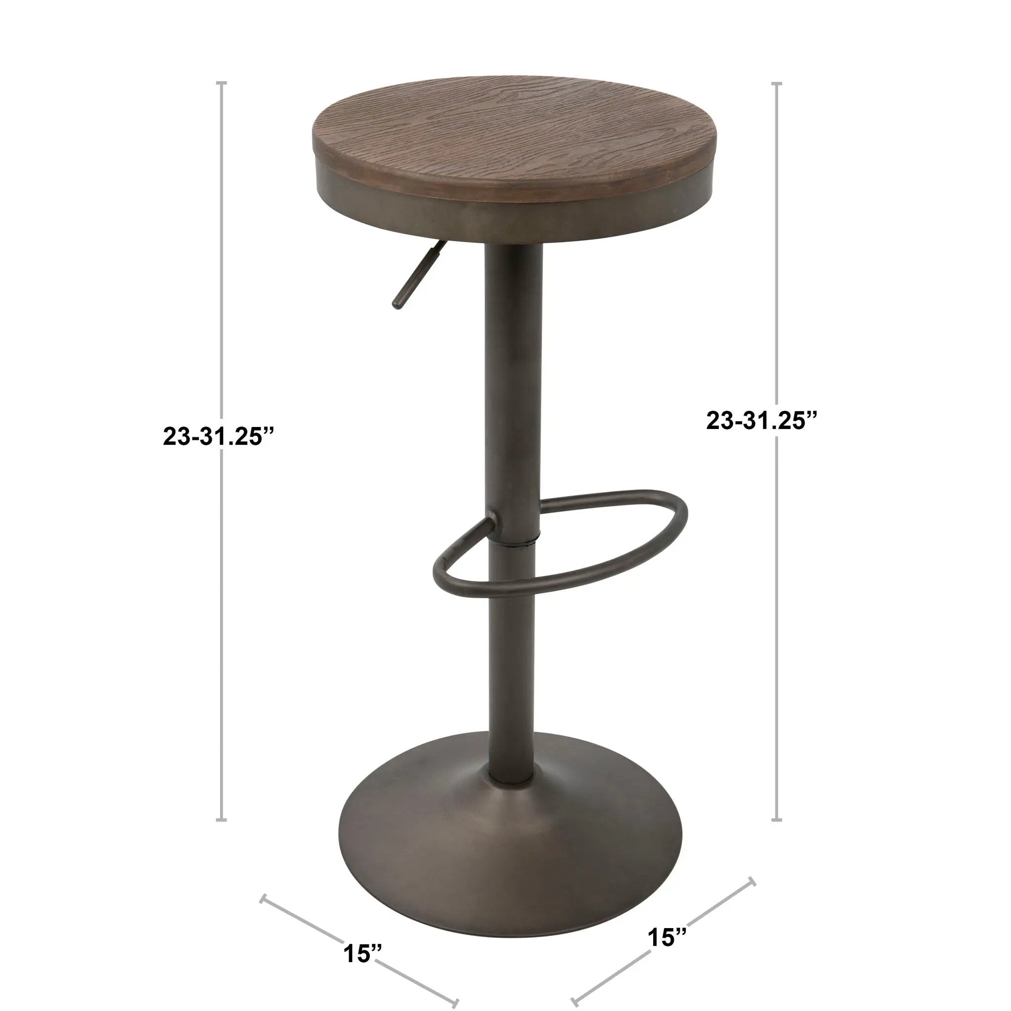 Dakota - Industrial Design Adjustable Barstool (Set of 2) by HouseOfZazla