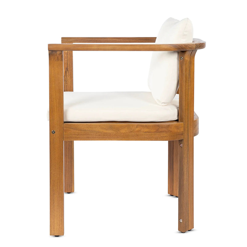 Outdoor Dining Chair Set of 2 with Curved Acacia Wood Arms by HouseOfZazla