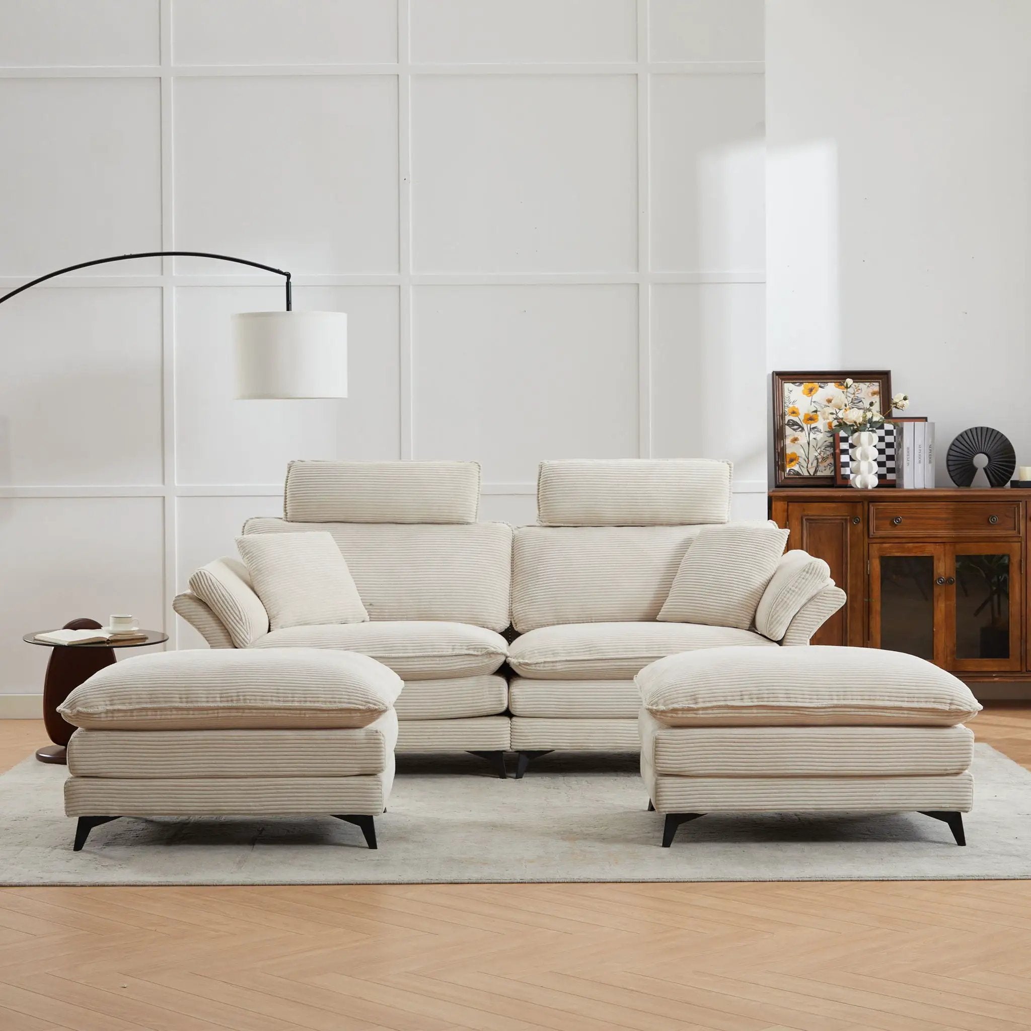 Modern Deep Seat Sectional Sofa With Ottoman by Unique Piece Furniture