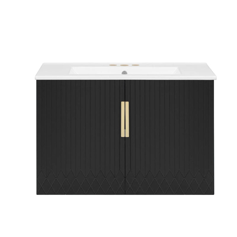 Bathroom Vanity With Sink, Rectangular Storage Cabinet With 2 Soft Closing Doors by Unique Piece Furniture