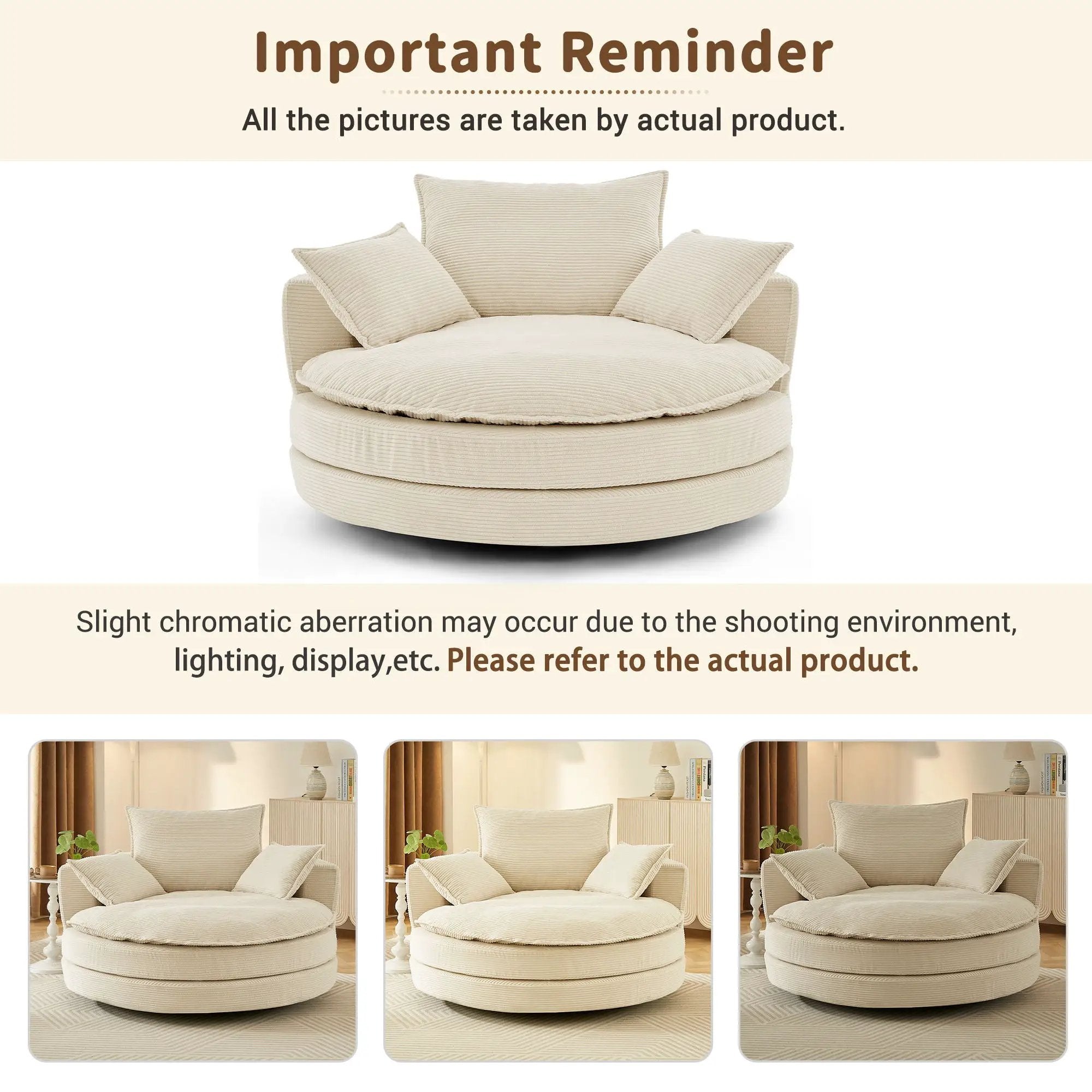 360° Swivel Accent Barrel Chair With Dual Layer Cushion And 3 Removable Pillows by HouseOfZazla