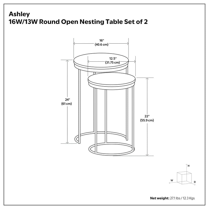 Ashley - 2 Piece Nesting Table - Gold by HouseOfZazla