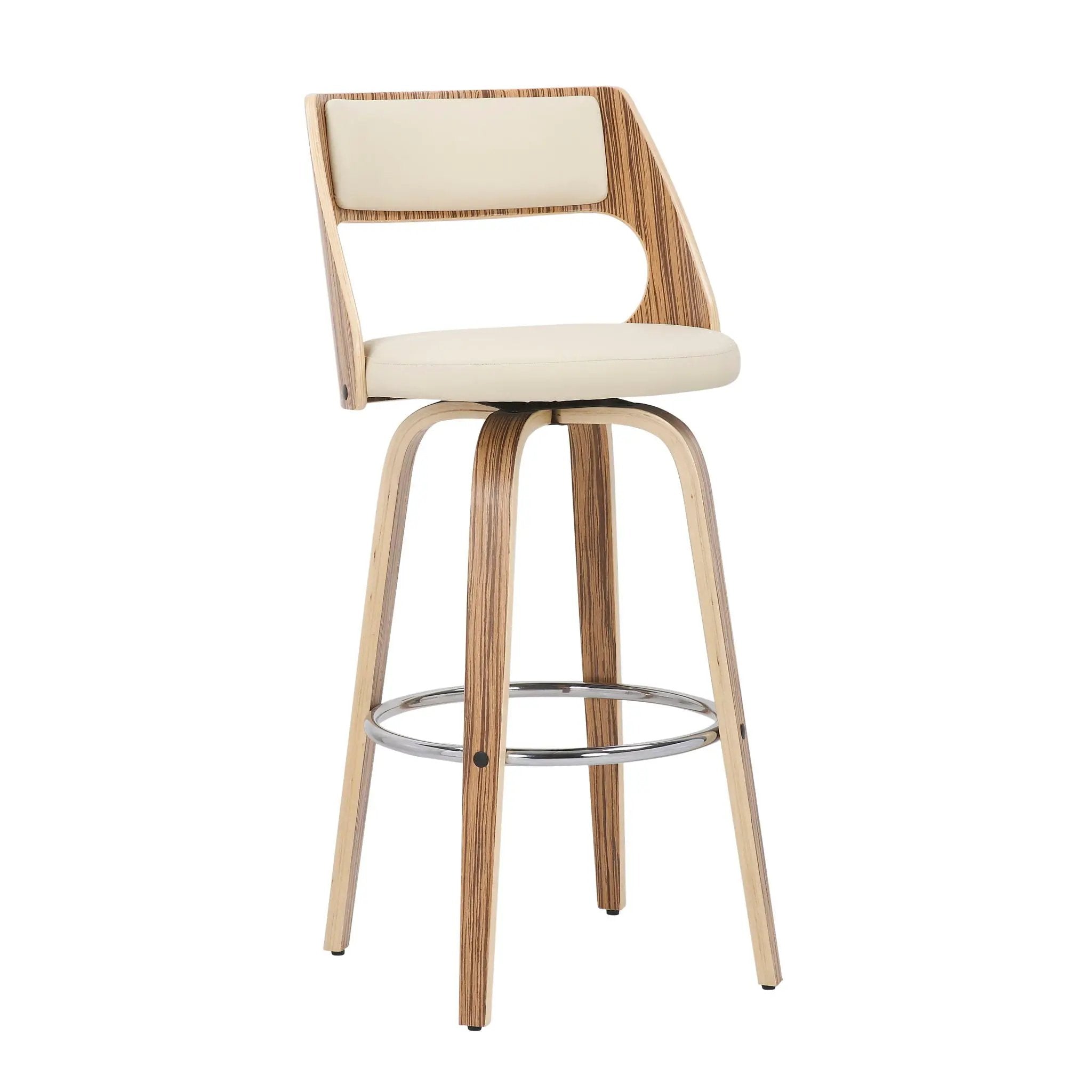 Cecina - Mid-Century Modern Fixed Height Barstool With Swivel (Set of 2) - Zebra / Cream by Unique Piece Furniture