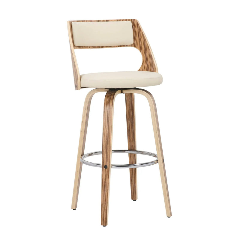 Cecina - Mid-Century Modern Fixed Height Barstool With Swivel (Set of 2) - Zebra / Cream by Unique Piece Furniture