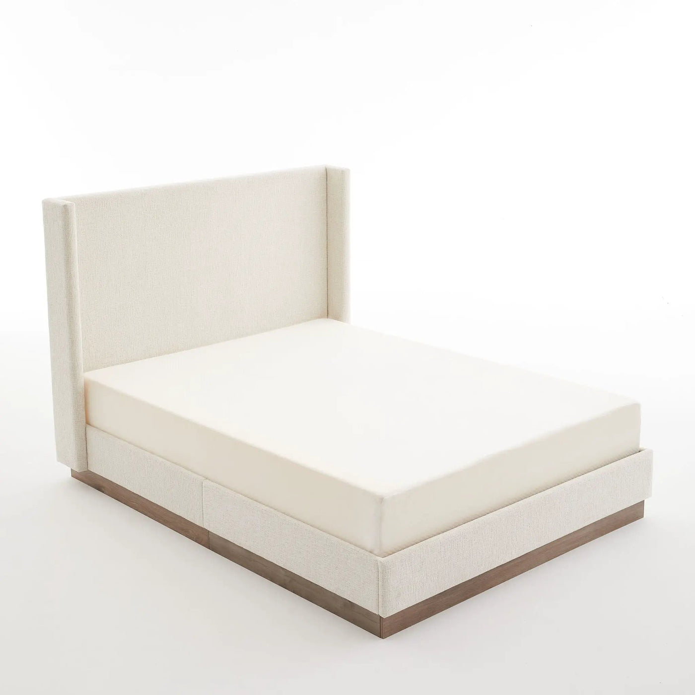 Hosford - Minimalist Upholstered Wingback Bed With Wood Base Platform by HouseOfZazla