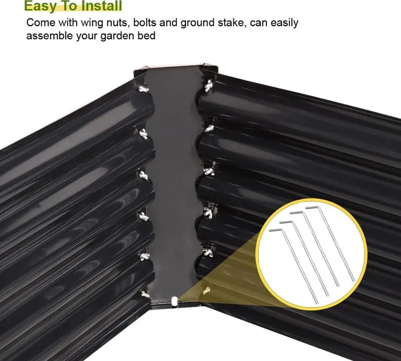 Brand New UOPASD Galvanized Raised Garden Bed kit, 6.5x4x1.5ft Metal Large Planter Box, Stock Tank Outdoor for Vegetables, Flowers, Herbs Black Grey by Selzalot