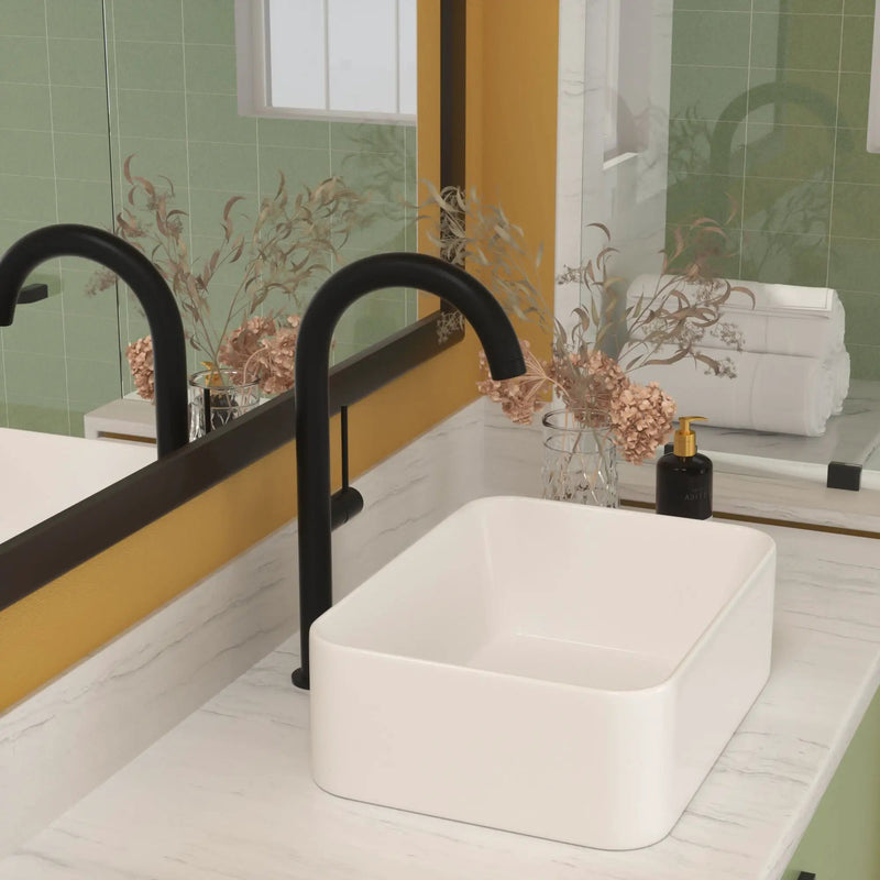 Sleek Ceramic Rectangular Vessel Bathroom Sink by HouseOfZazla