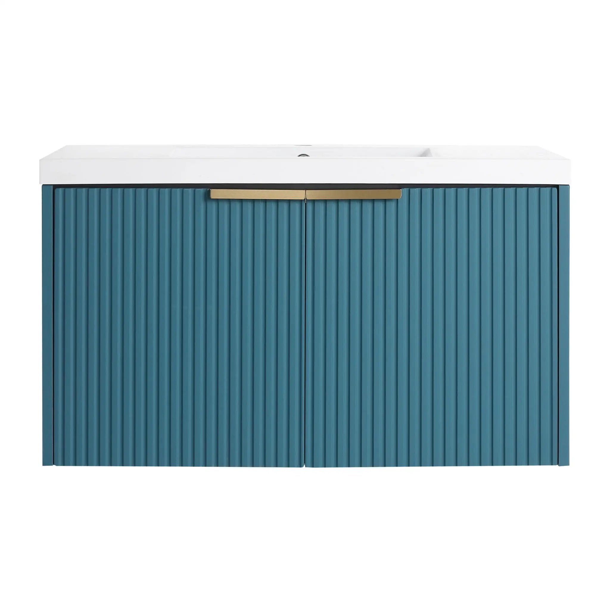 Contemporary Wall Mounted Bathroom Vanity With Resin Double Sink by Unique Piece Furniture