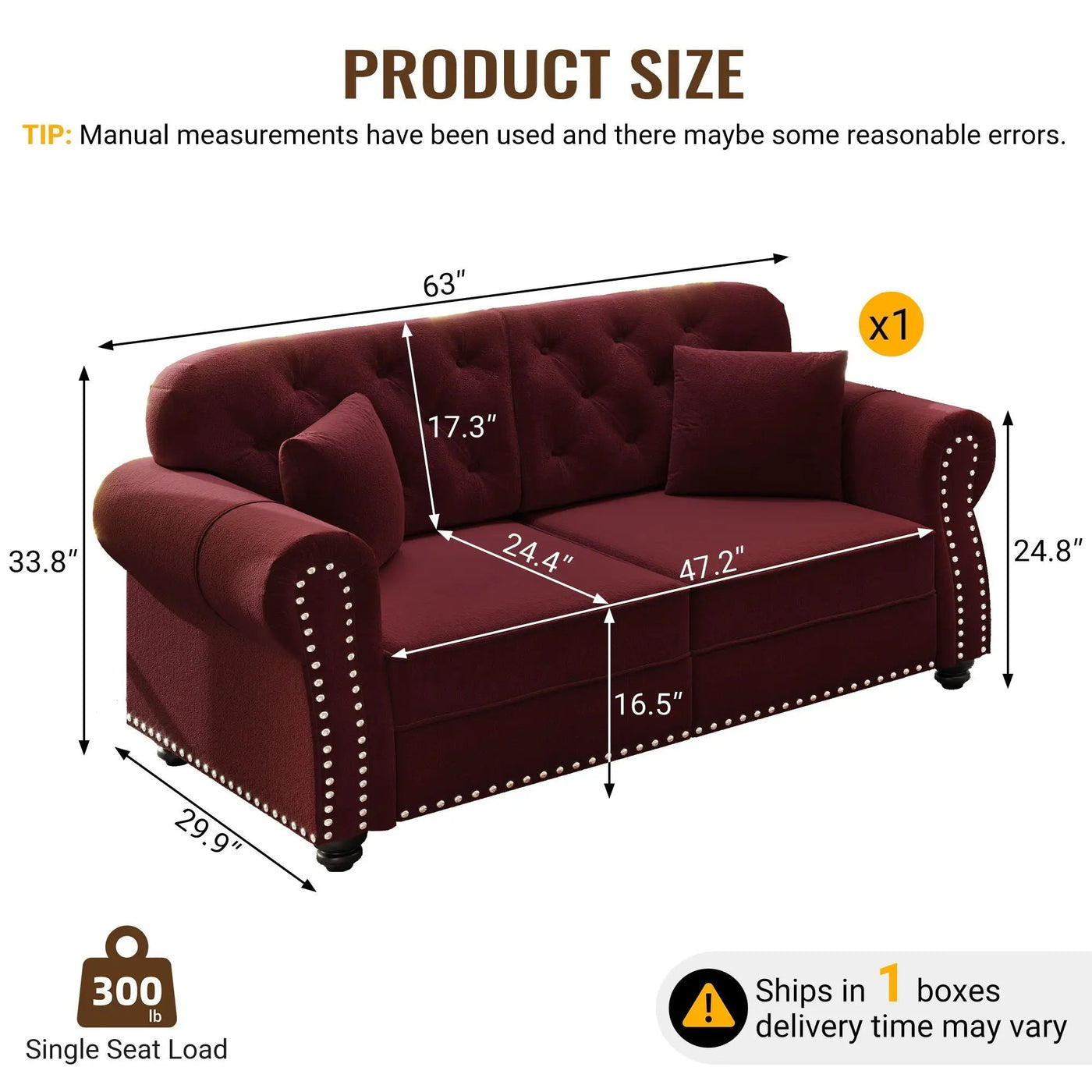 Upholstered Chesterfield Sofa With Nailhead Trim And Rolled Armrests by HouseOfZazla