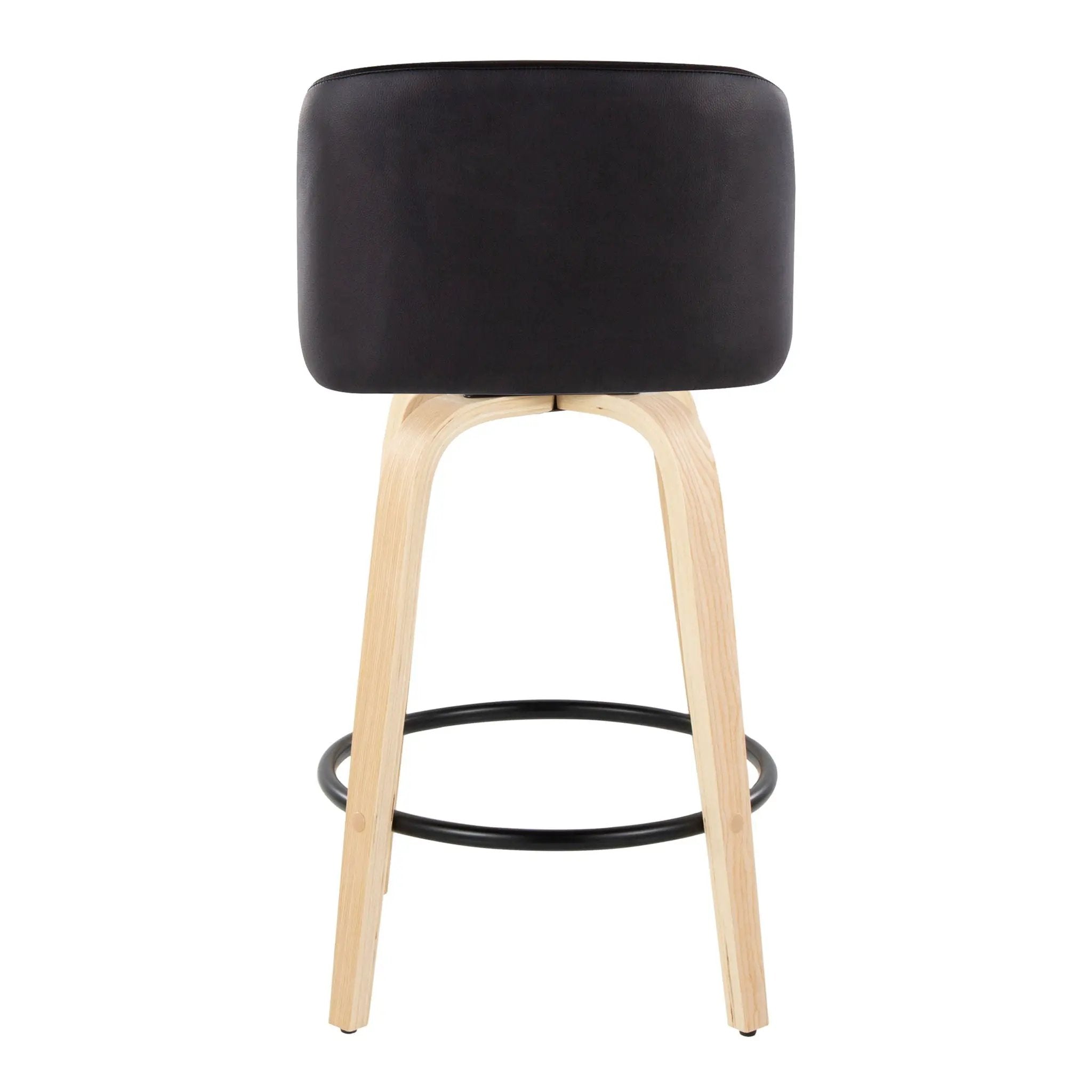Toriano - Contemporary Modern Fixed Height Counter Stool Swivel With Round Footrest (Set of 2) by HouseOfZazla