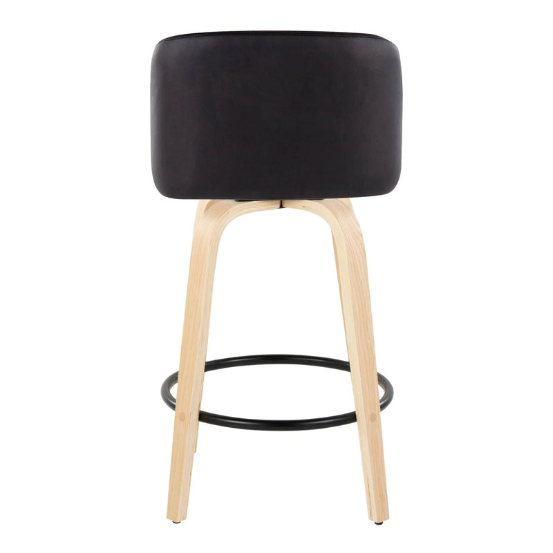 Toriano - Contemporary Modern Fixed Height Counter Stool Swivel With Round Footrest (Set of 2) by HouseOfZazla