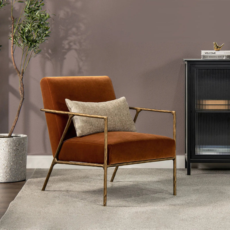 Aerin - Hammered Brass Upholstered Accent Arm Chair by Unique Piece Furniture