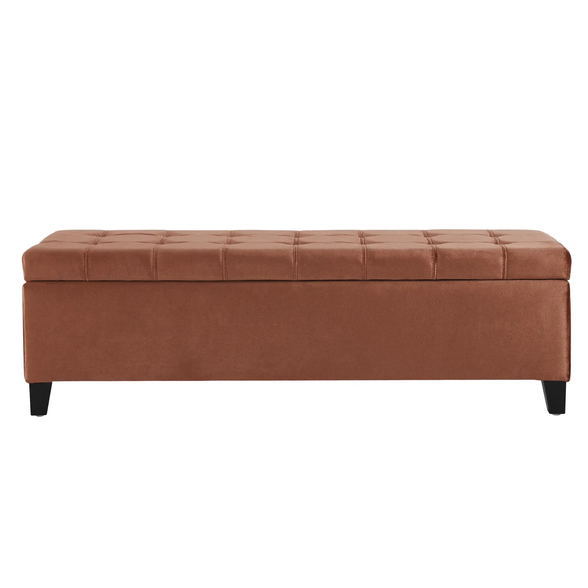Wendover Elegant Tufted Storage Bench With Lift-Up Top And Birch Wood Legs by HouseOfZazla