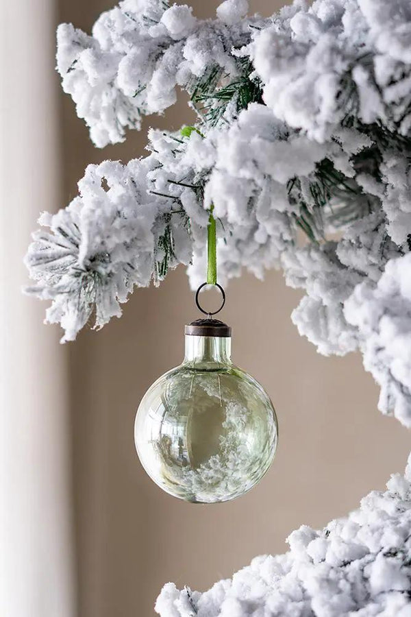 Long Neck Ball Ornaments, Glass Decorative Hanging Ball Christmas Tree Ornaments For Holiday Party Decorations (Set of 12) - Green