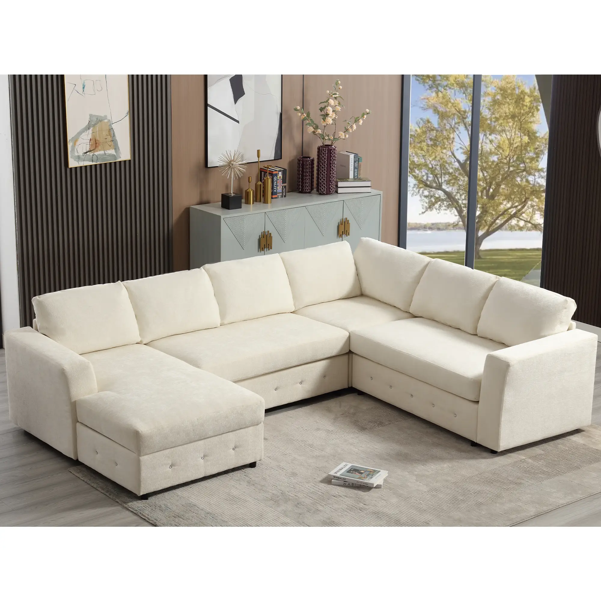 110.75" Sectional Sofa with Chaise Storage by HouseOfZazla