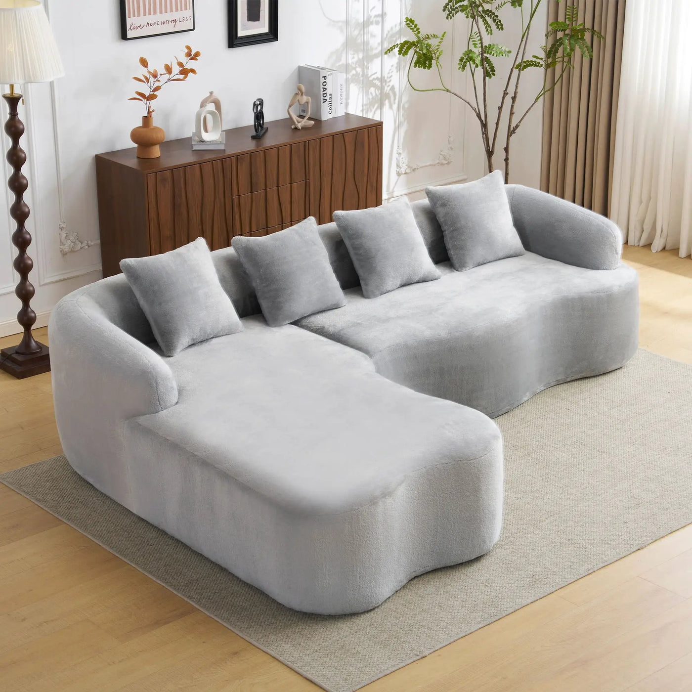 Modular L-Shape Sectional Sofa With Curved Chaise by HouseOfZazla